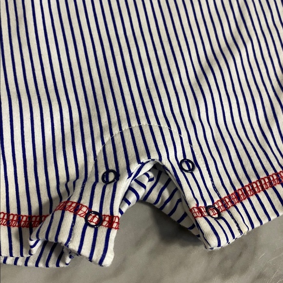 First Impressions Baby Baseball Romper‎ Retro Pinstripe 3–6M Cotton - Picture 5 of 9